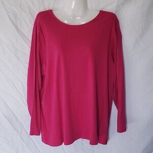 Ladies CROFT & BARROW Long Sleeve Classic Tee in Pink - 2X
